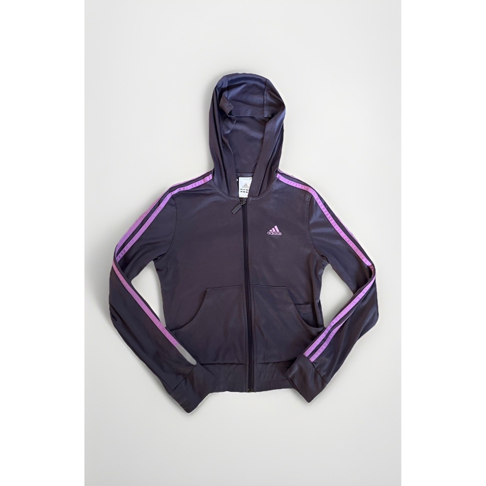 Adidas Women's Size XS Purple Striped Zip Up Jacket